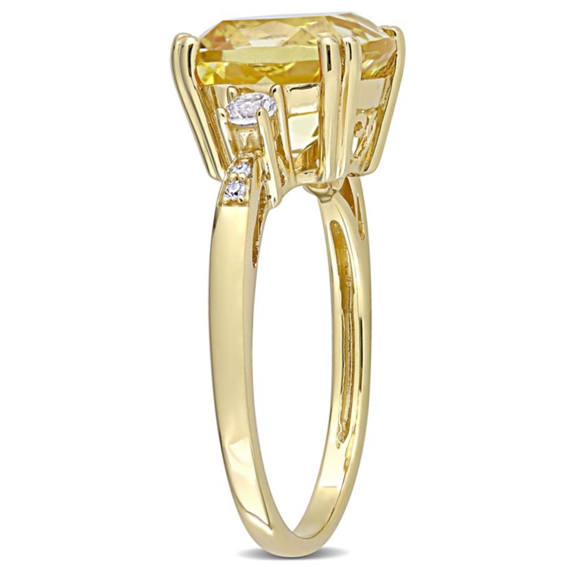 Lab Created Morganite and Diamond Accent Ring in Rose Plated Sterling Silver