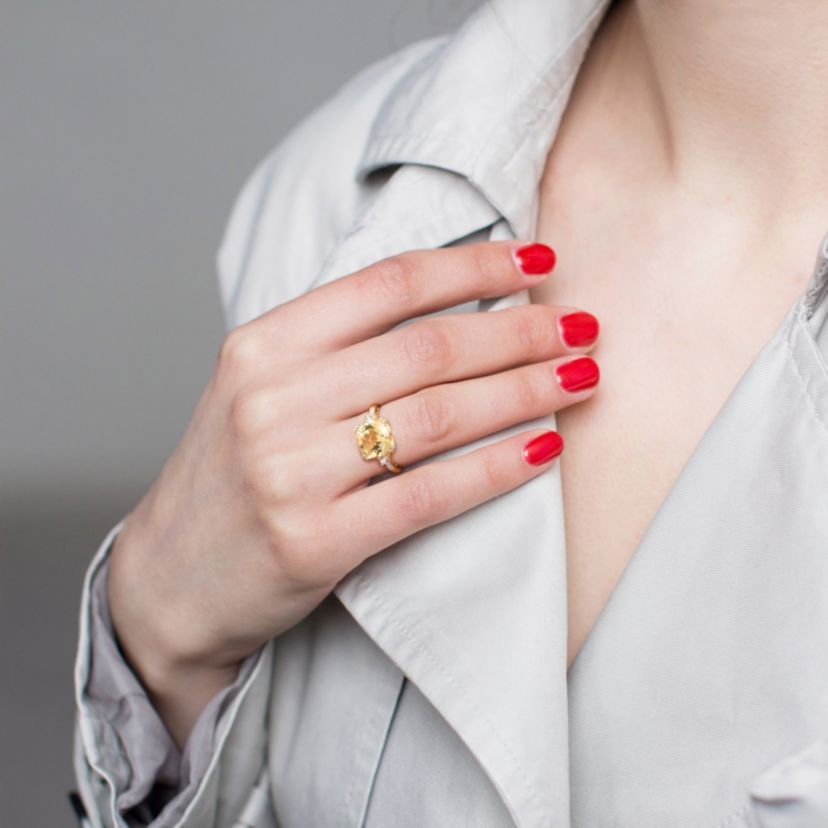 Lab Created Morganite and Diamond Accent Ring in Rose Plated Sterling Silver