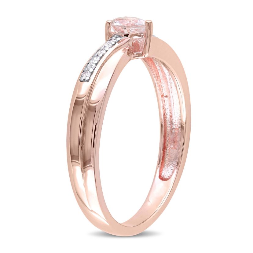 Morganite and Diamond Accent Heart Ring in Rose Plated Sterling Silver