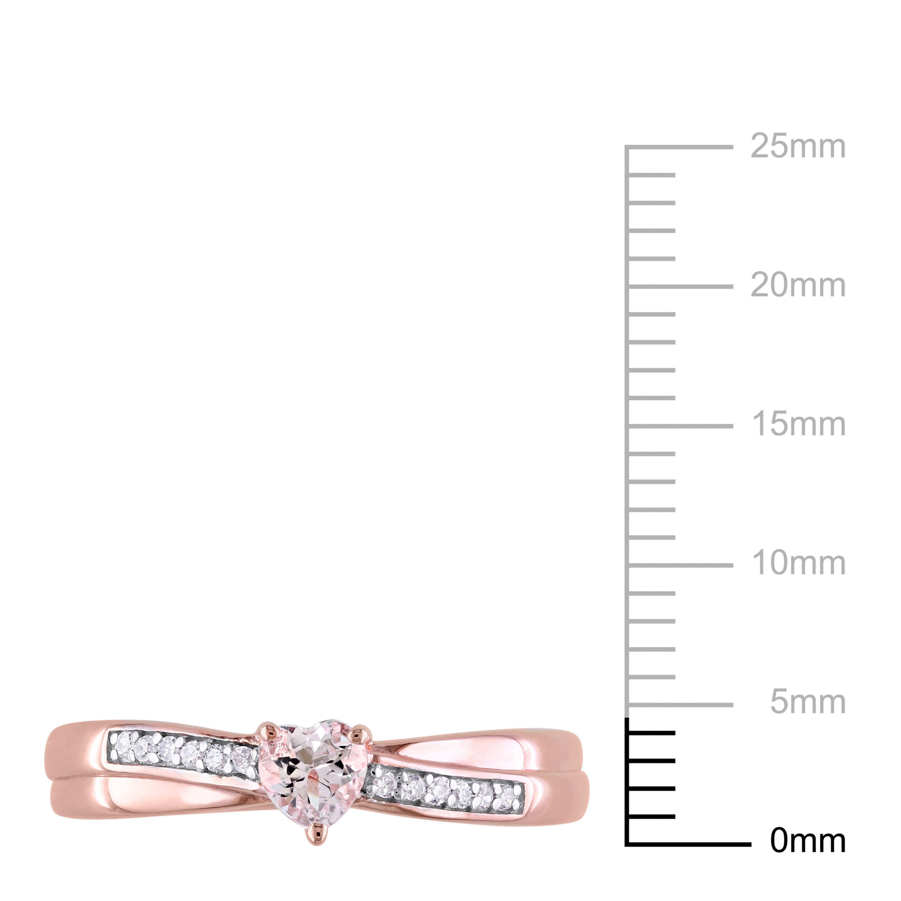 Morganite and Diamond Accent Heart Ring in Rose Plated Sterling Silver