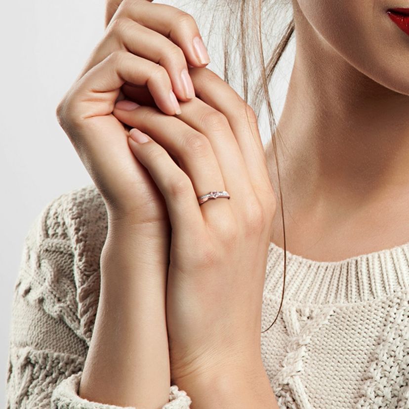 Morganite and Diamond Accent Heart Ring in Rose Plated Sterling Silver
