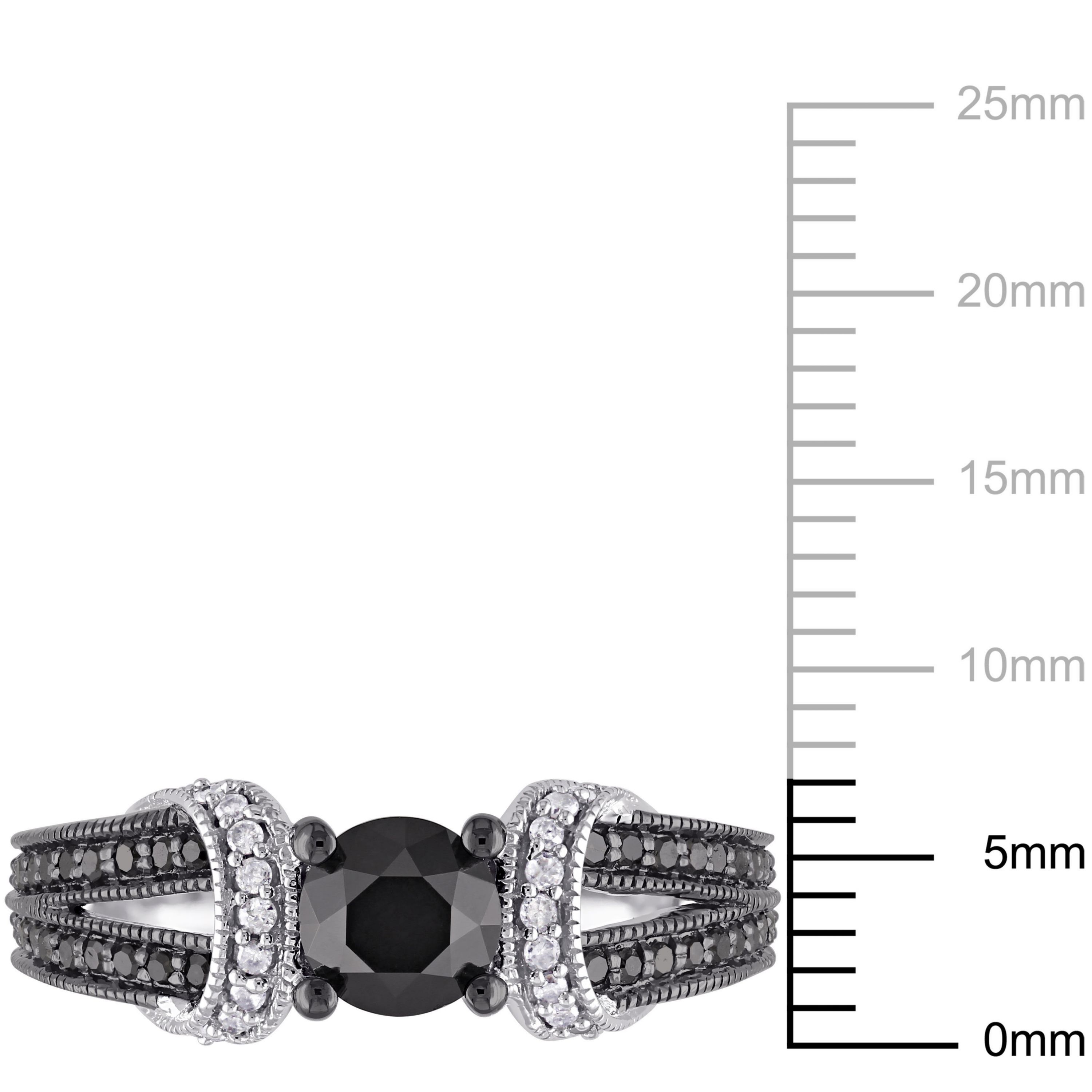 1 ct. t.w. Black and White Diamond Split Shank Vintage Engagement Ring in 10K White Gold