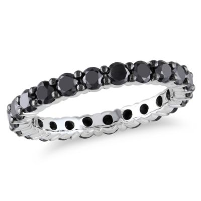 2 ct. t.w. Black Diamond Eternity Ring 14K White Gold with Rhodium Plated