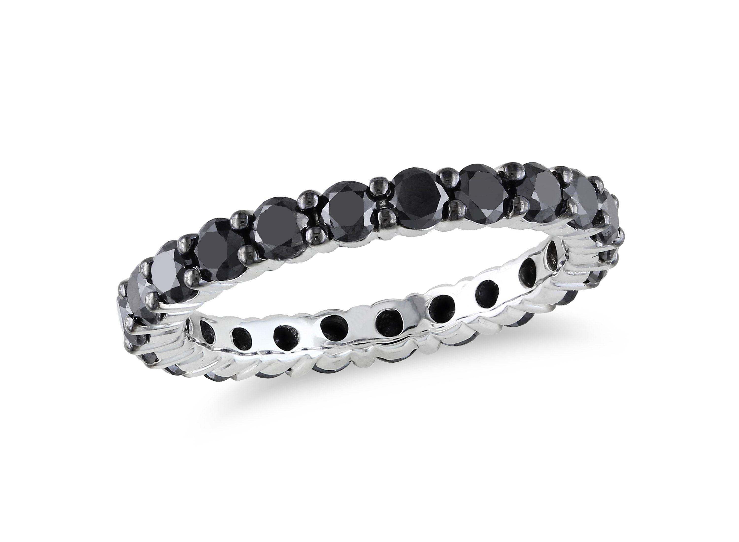 2 ct. t.w. Black Diamond Eternity Ring in 14K White Gold with Black Rhodium Plated