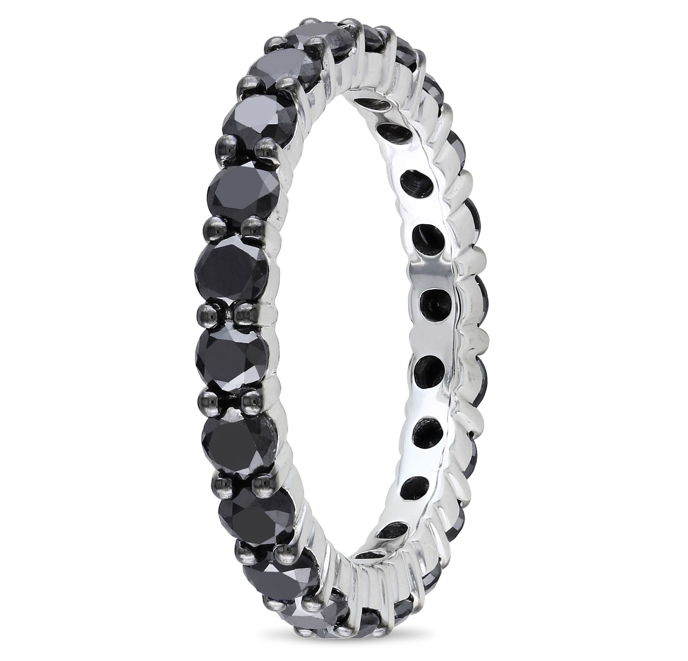 2 ct. t.w. Black Diamond Eternity Ring in 14K White Gold with Black Rhodium Plated