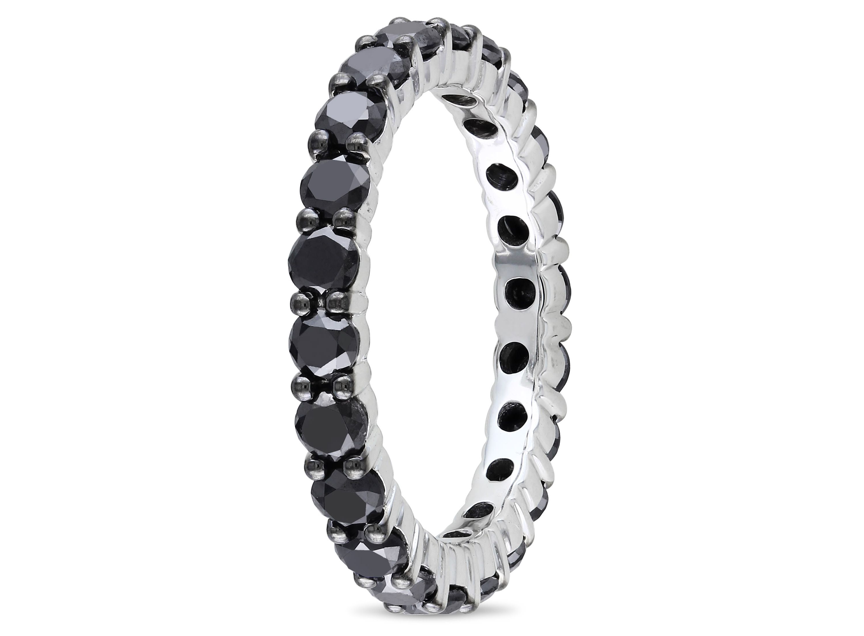 2 ct. t.w. Black Diamond Eternity Ring in 14K White Gold with Black Rhodium Plated