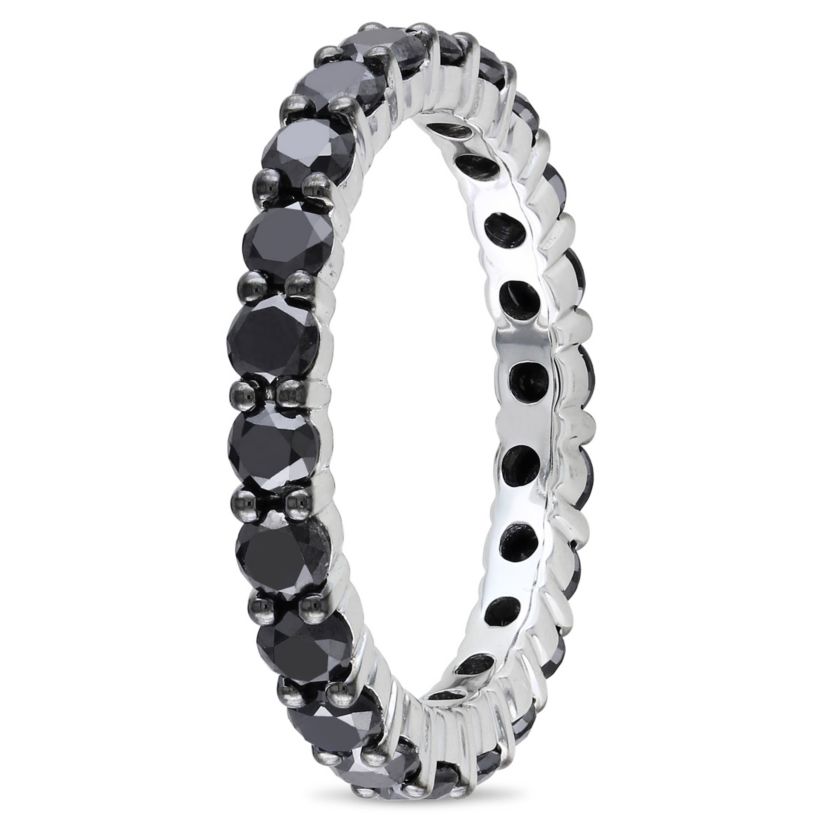 2 ct. t.w. Black Diamond Eternity Ring in 14K White Gold with Black Rhodium Plated