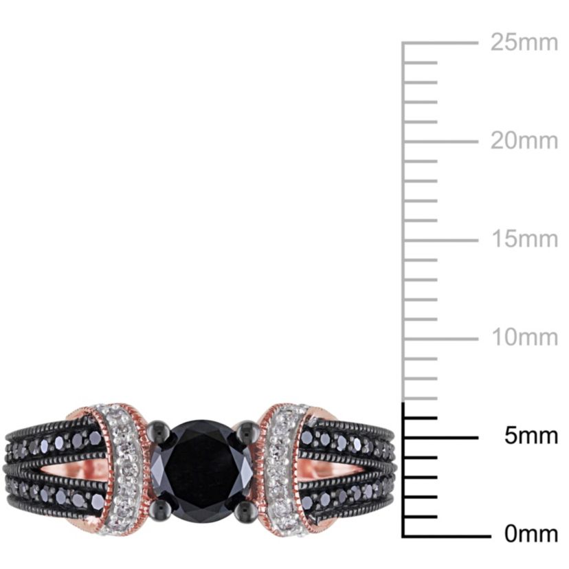 1 ct. t.w. Black and White Diamond Engagement Ring in 10K Rose Gold with Black Rhodium Plated