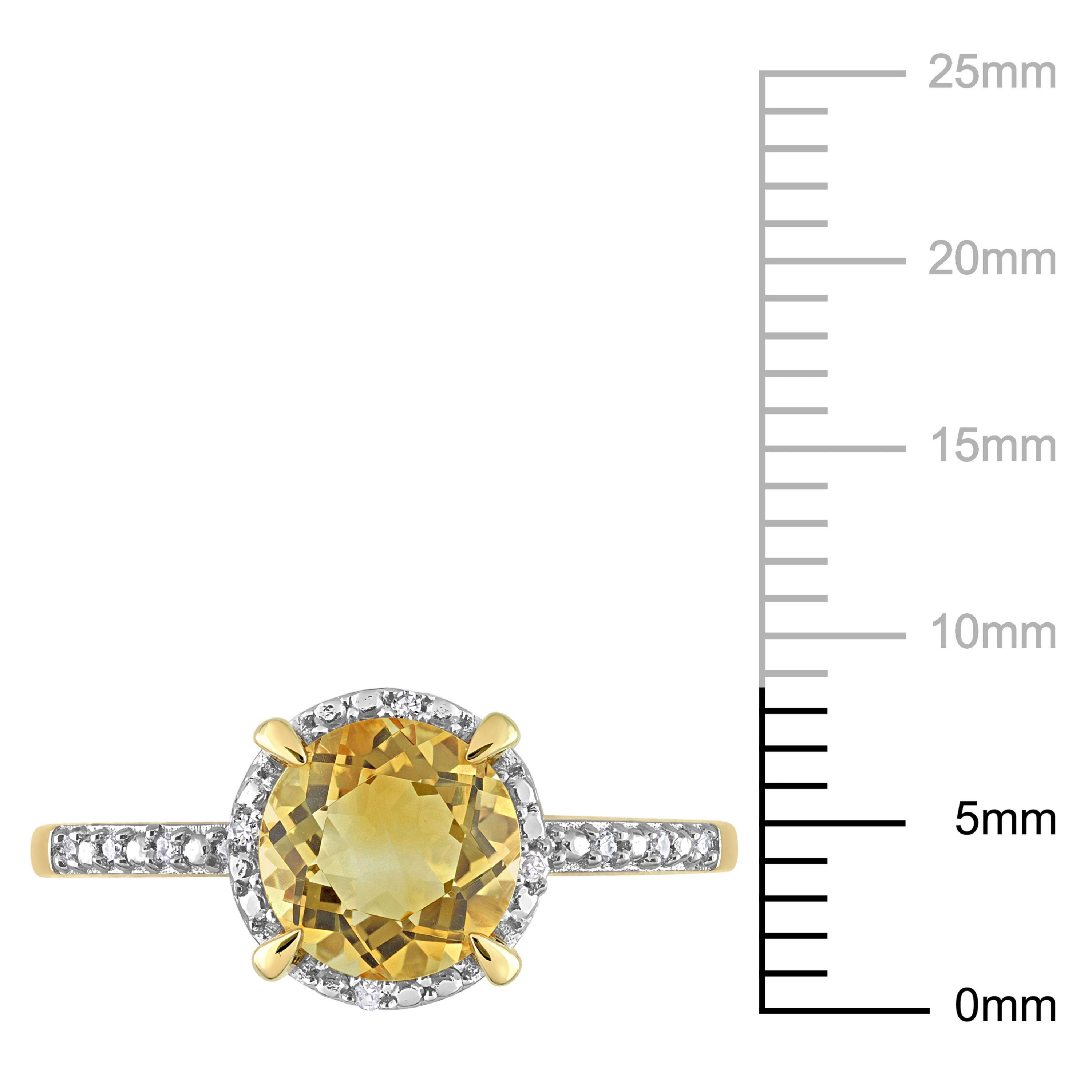 Citrine and Diamond Accent Halo Engagement Ring in 10K Yellow Gold