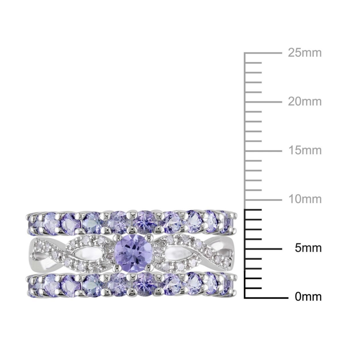 Tanzanite and Diamond Accent Infinity Bridal Ring Set in Sterling Silver
