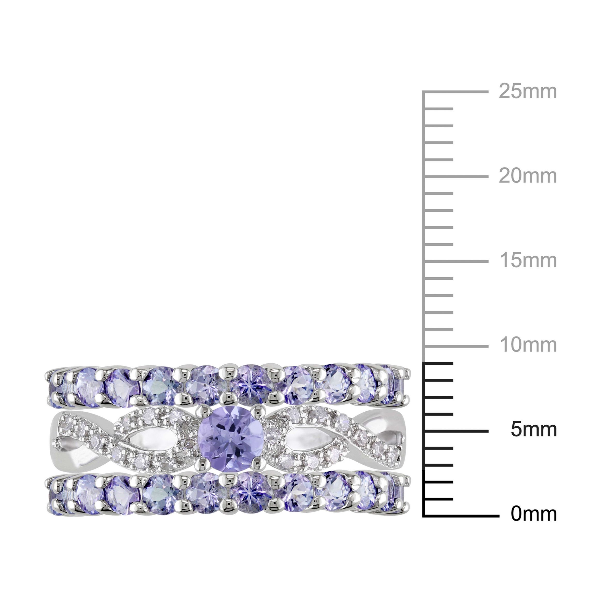Tanzanite and Diamond Accent Infinity Bridal Ring Set in Sterling Silver