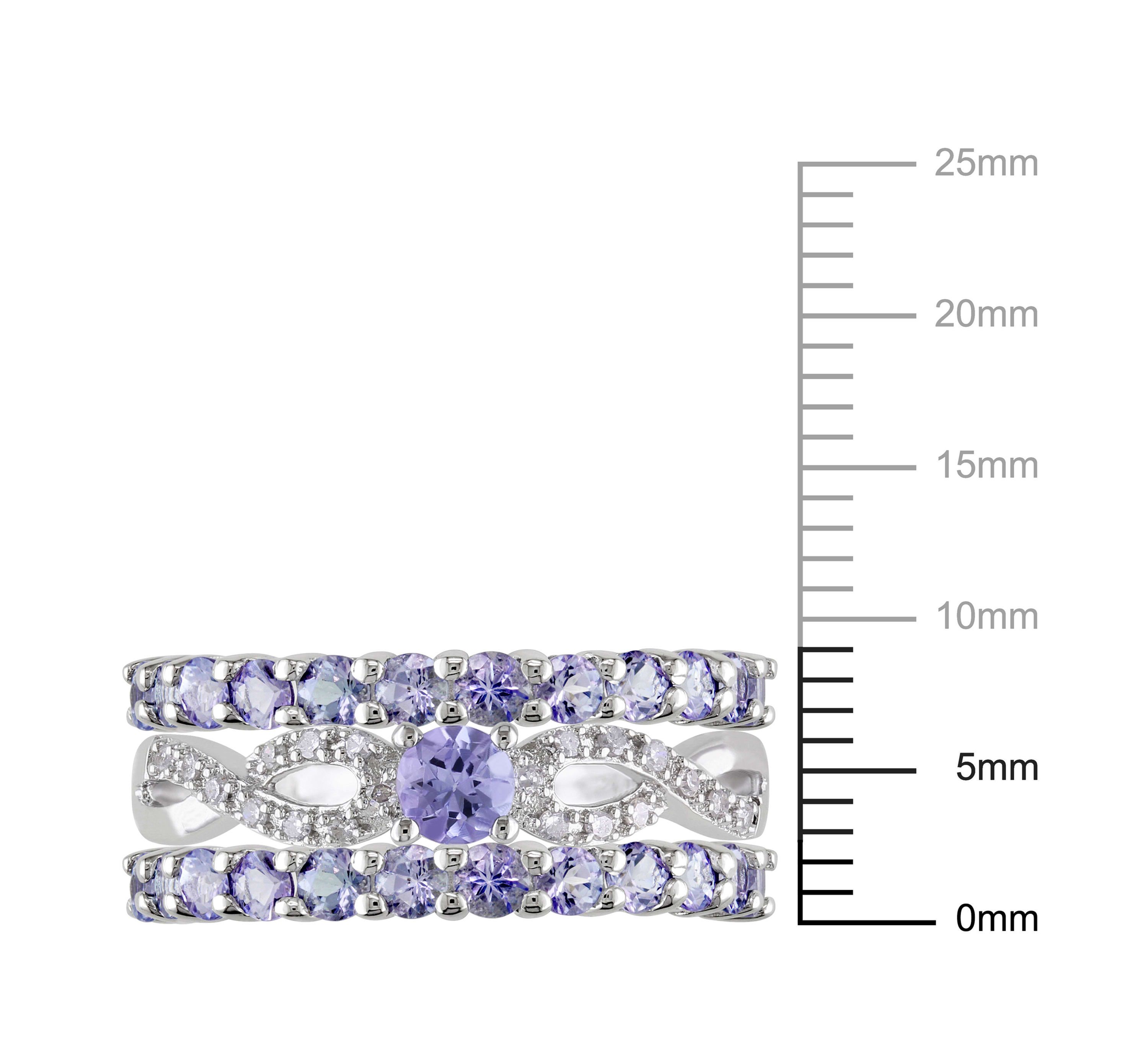 Tanzanite and Diamond Accent Infinity Bridal Ring Set in Sterling Silver