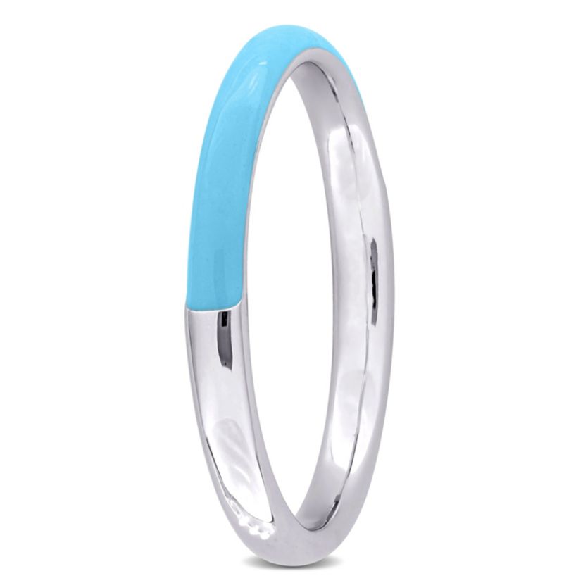 Casual Light Blue Enamel Band Ring in Sterling Silver