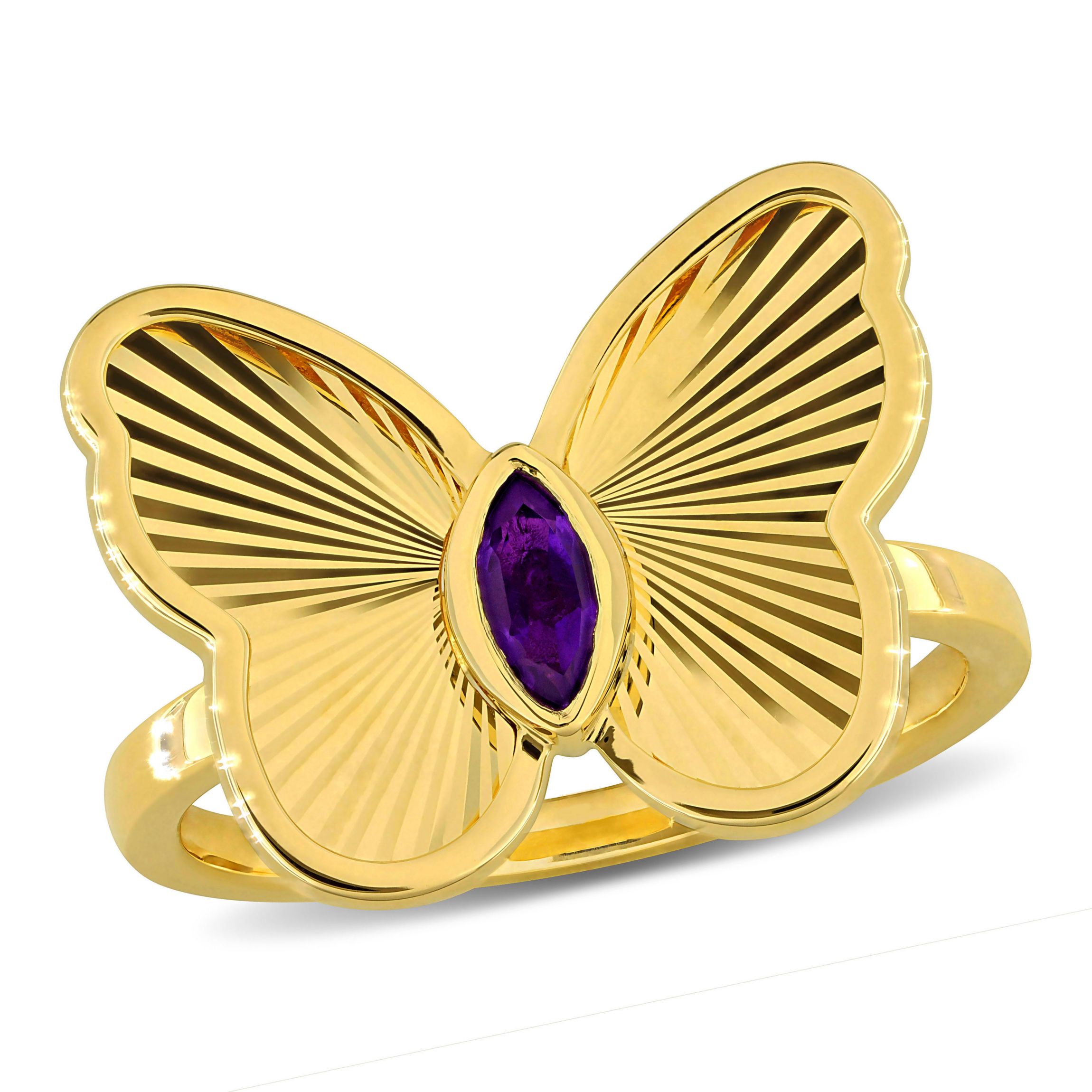 Amethyst Butterfly Ring in 10K Yellow Gold