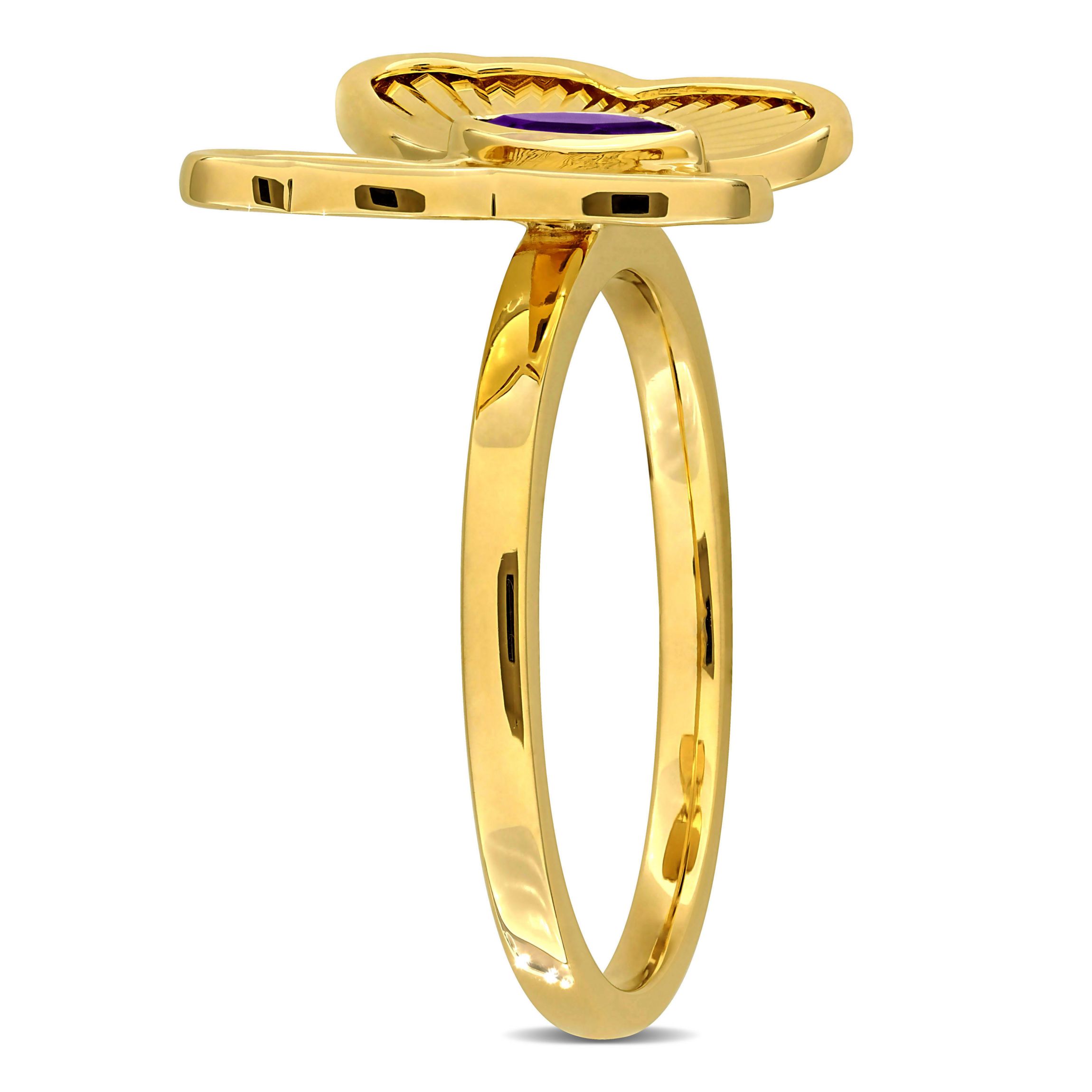 Amethyst Butterfly Ring in 10K Yellow Gold