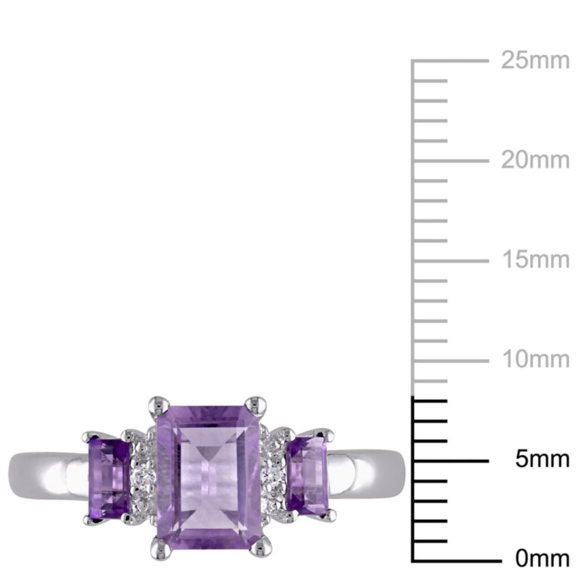 Amethyst with Diamond Accent 3-Stone Ring in 10K White Gold