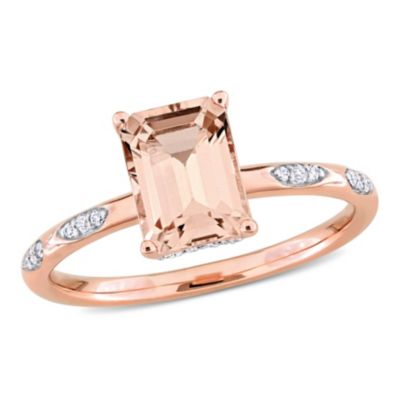 Belk & Co Morganite and Diamond Accent Ring in 14K Rose Gold, Pink, 6