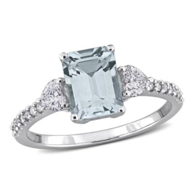 Belk & Co Aquamarine and 3/8 ct. t.w. Diamond Engagement Ring in 14K White Gold