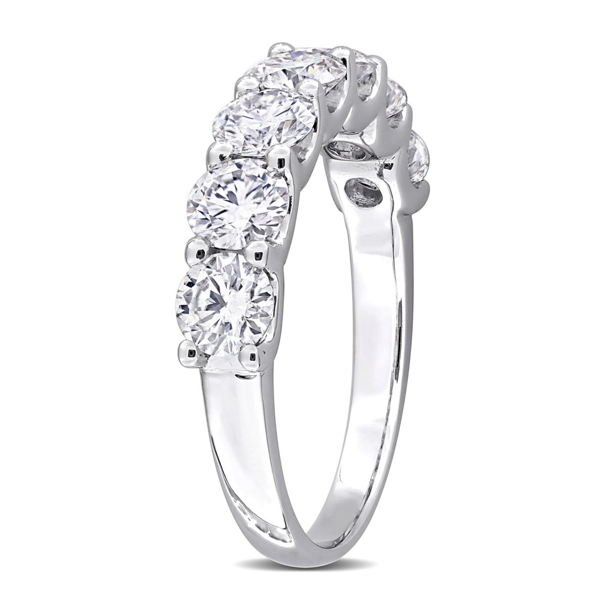 Lab Created Created Moissanite Semi-Eternity Ring in Sterling Silver