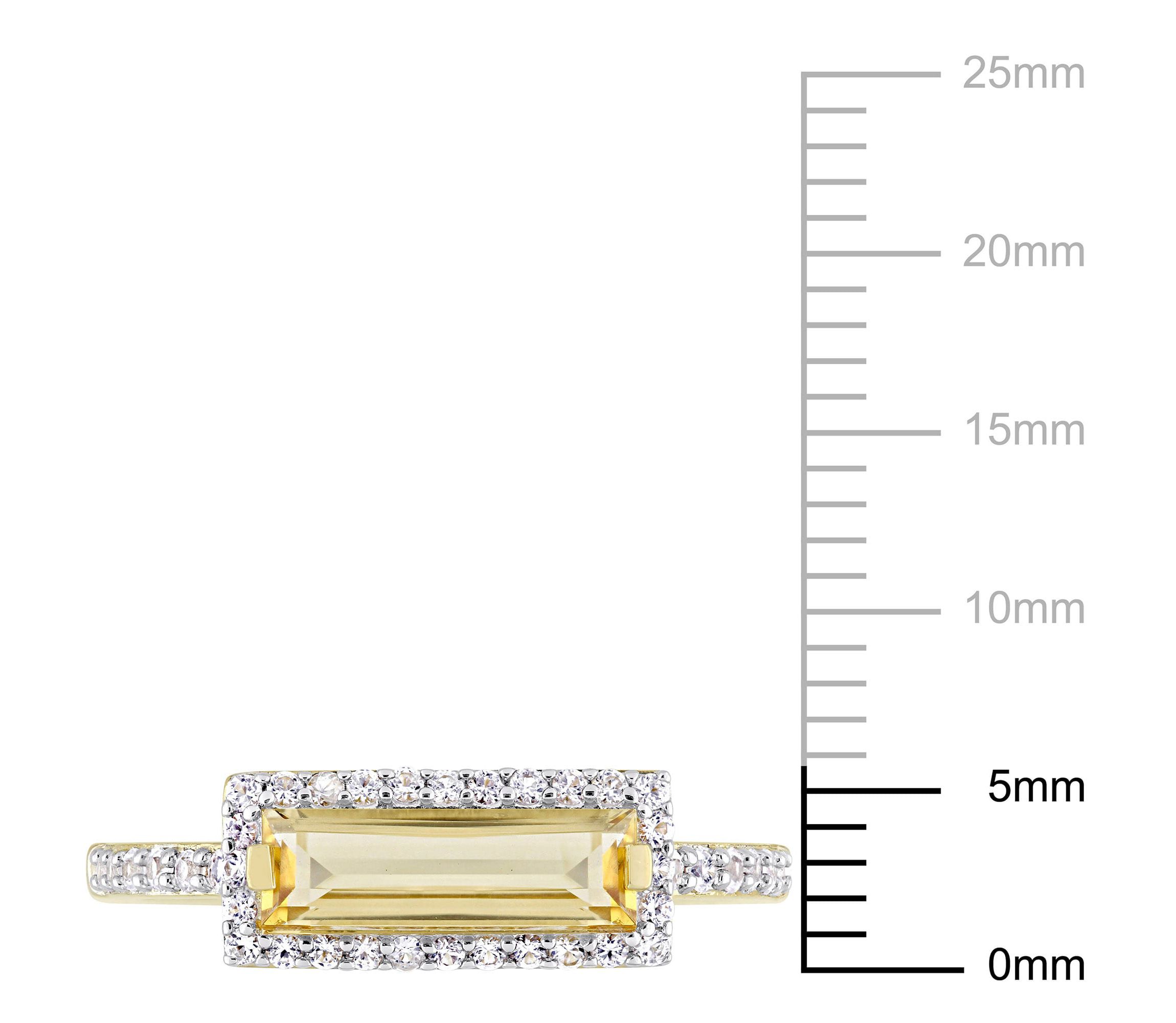 Citrine and White Sapphire Halo Ring in Yellow Plated Sterling Silver