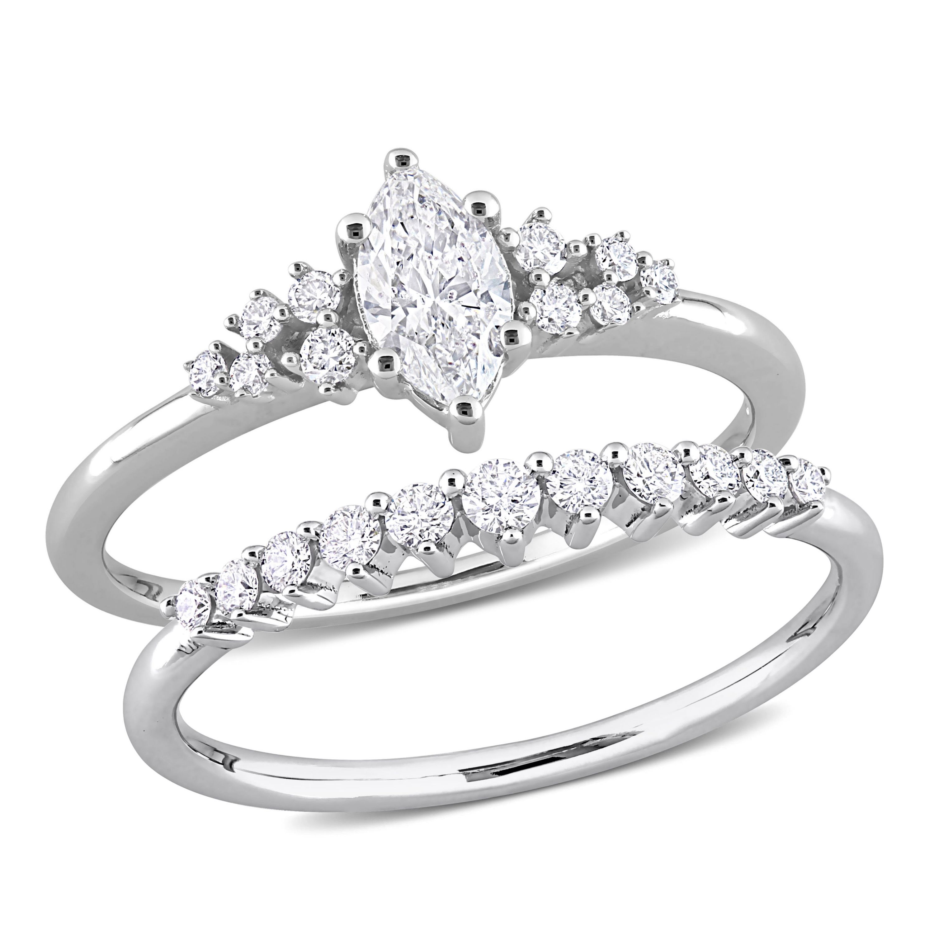 Diamond Wedding Ring Set in 14K White Gold