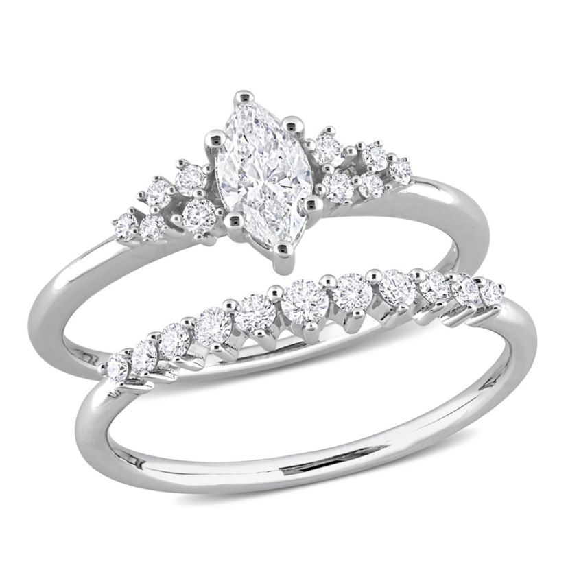 Diamond Wedding Ring Set in 14K White Gold