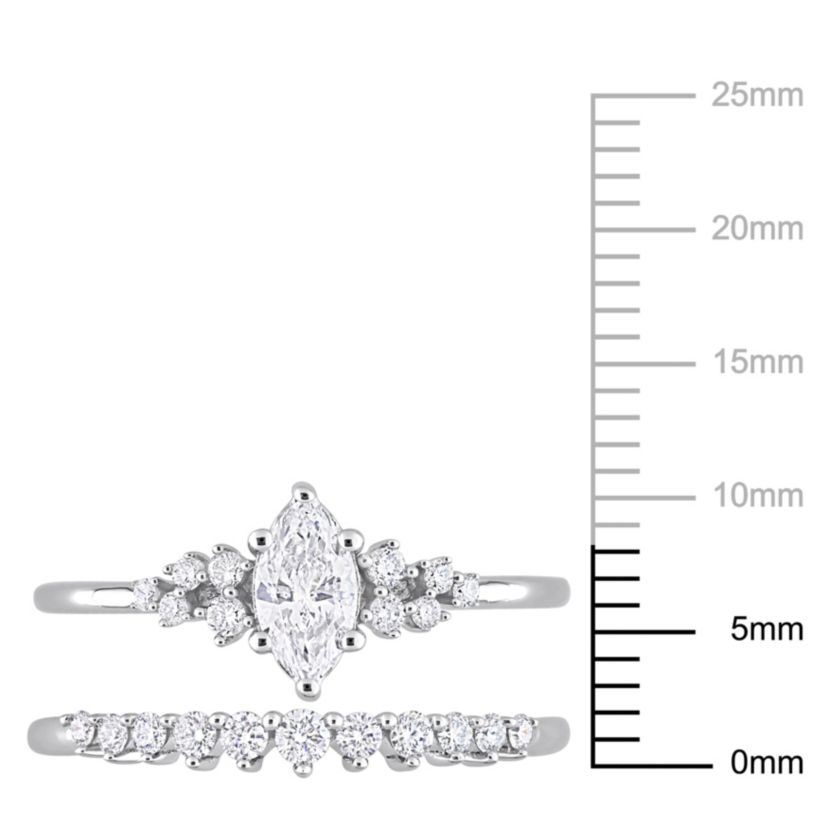 Diamond Wedding Ring Set in 14K White Gold
