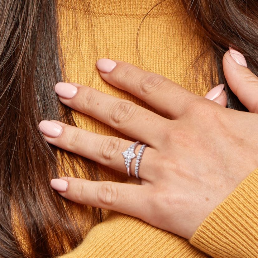 Diamond Wedding Ring Set in 14K White Gold