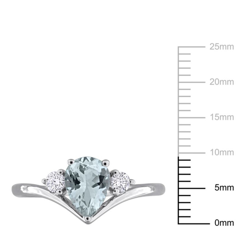 Aquamarine and 1/6 ct. t.w. Diamond Engagement Ring in 14K White Gold