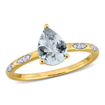 Belk & Co Aquamarine and Diamond Ring in 14K Yellow Gold
