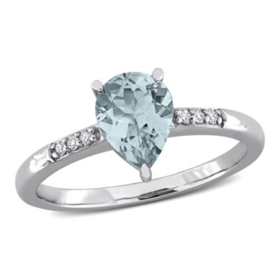 Belk & Co Aquamarine and Diamond Accent Ring in 14K White Gold
