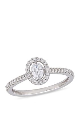 Belk & Co 0.5 ct. t.w. Oval-Cut Diamond Floating Halo Engagement Ring in 14K White Gold
