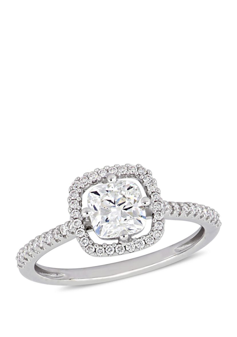 1.2 ct. t.w. Cushion Cut Diamond Floating Halo Engagement Ring in 14K White Gold