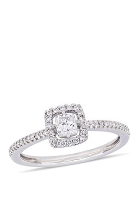 Belk & Co 0.5 ct. t.w. Cushion-Cut Diamond Floating Halo Engagement Ring in 14K White Gold, 7