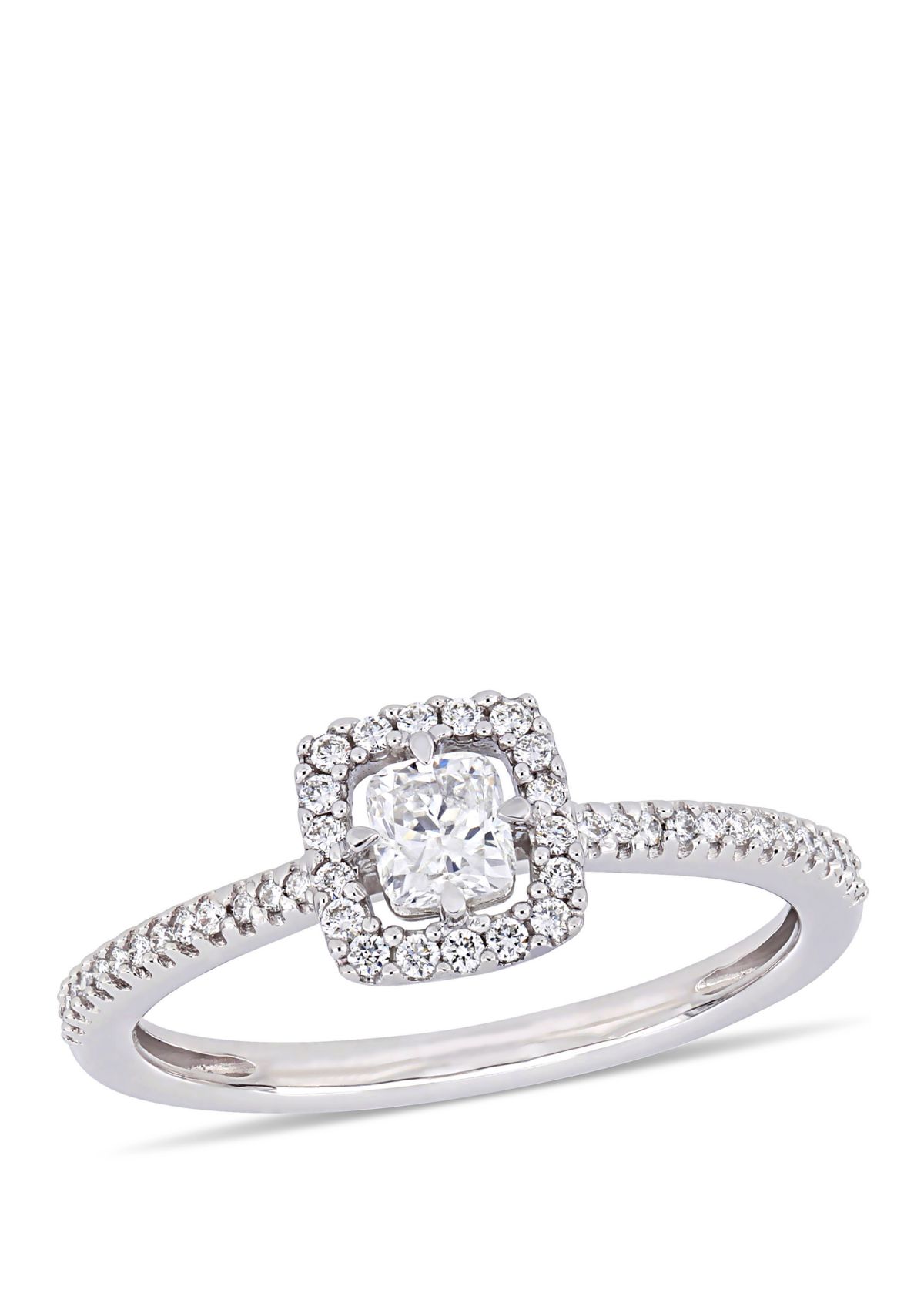 0.5 ct. t.w. Cushion-Cut Diamond Floating Halo Engagement Ring in 14K White Gold