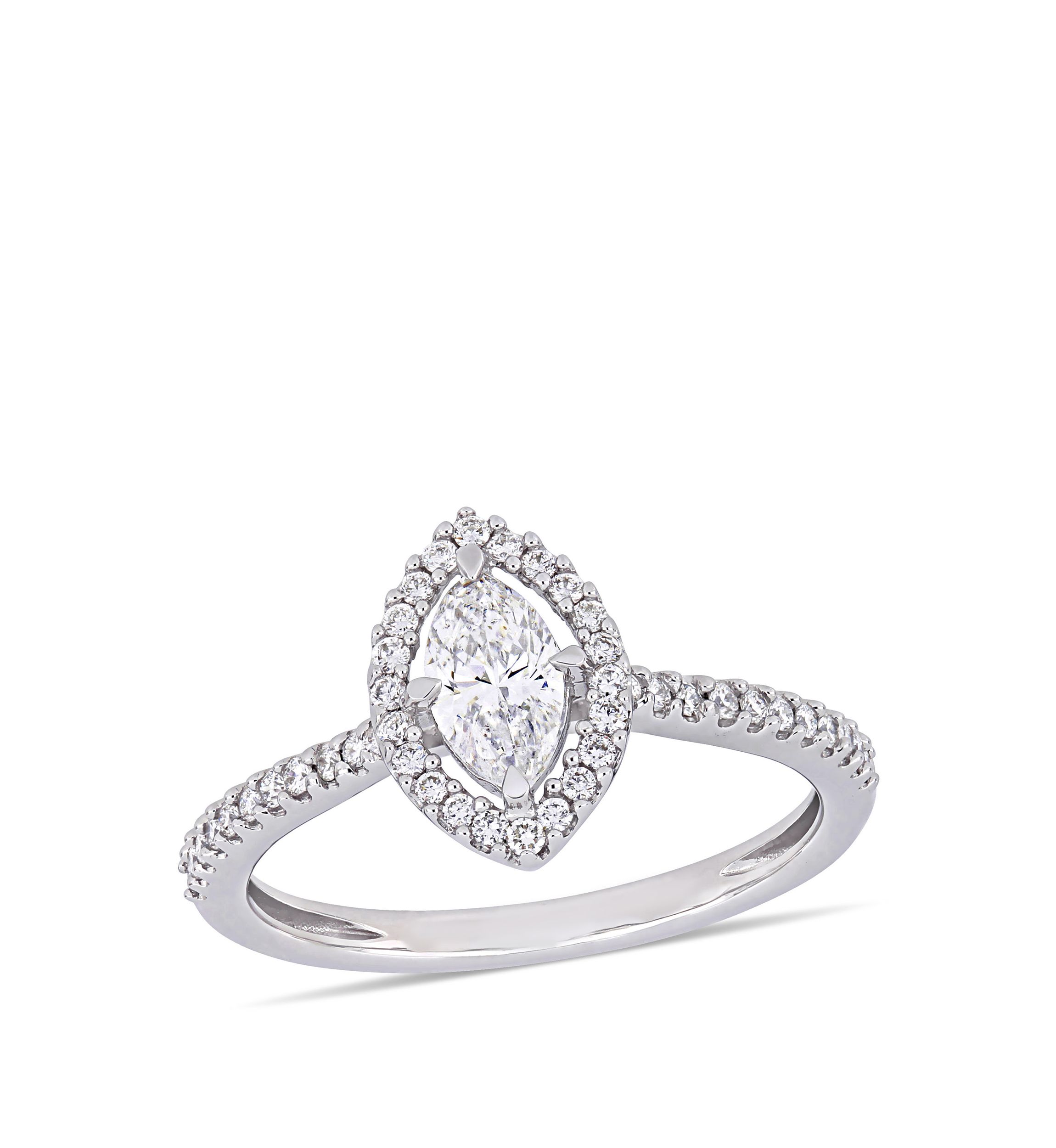 0.5 ct. t.w. Marquise-Cut Diamond Floating Halo Engagement Ring in 14K White Gold
