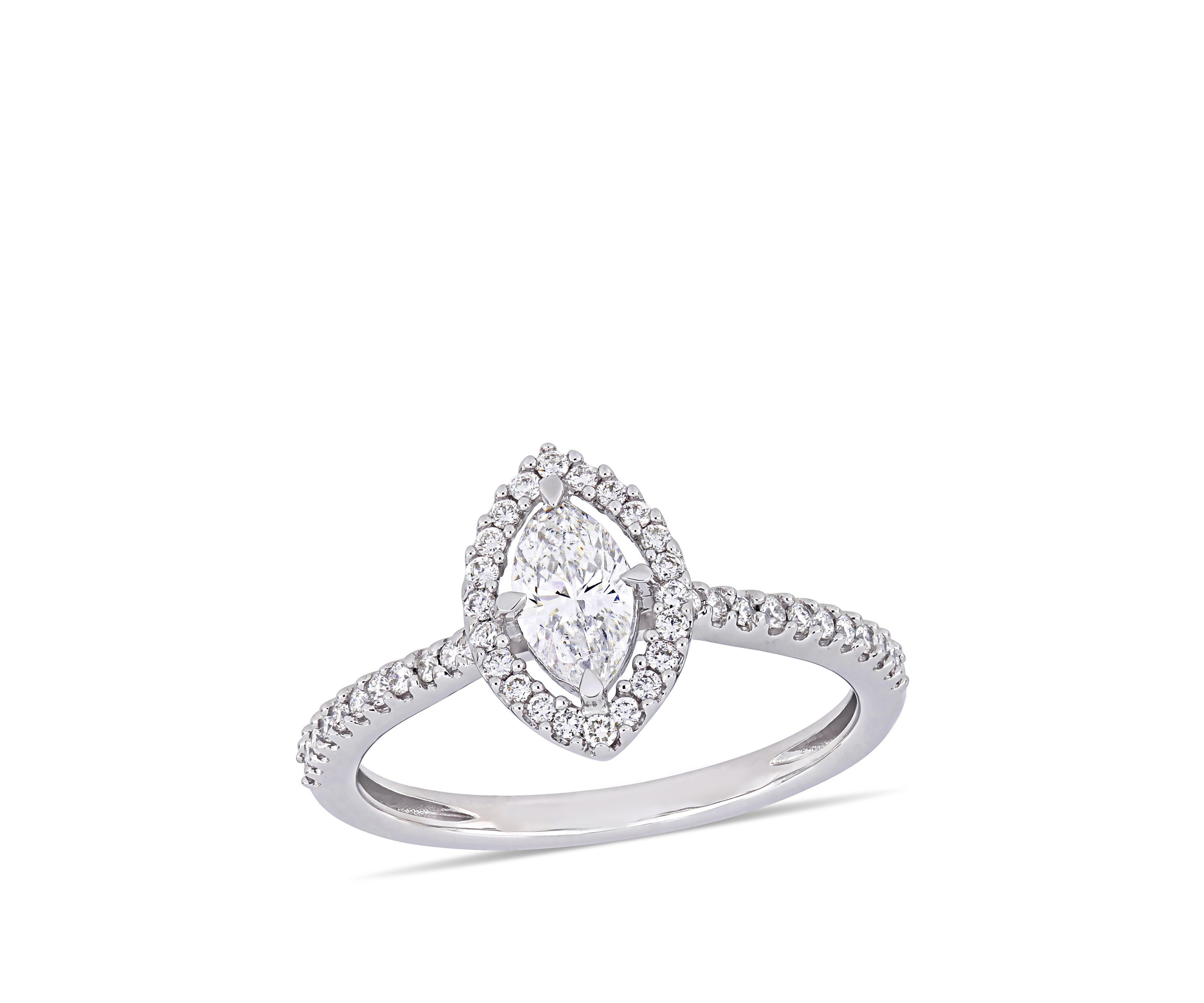 0.5 ct. t.w. Marquise-Cut Diamond Floating Halo Engagement Ring in 14K White Gold
