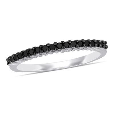Belk & Co 1/5 ct. t.w. Black Diamond Anniversary Ring in Sterling Silver with Black Rhodium Plated, White, 4.5