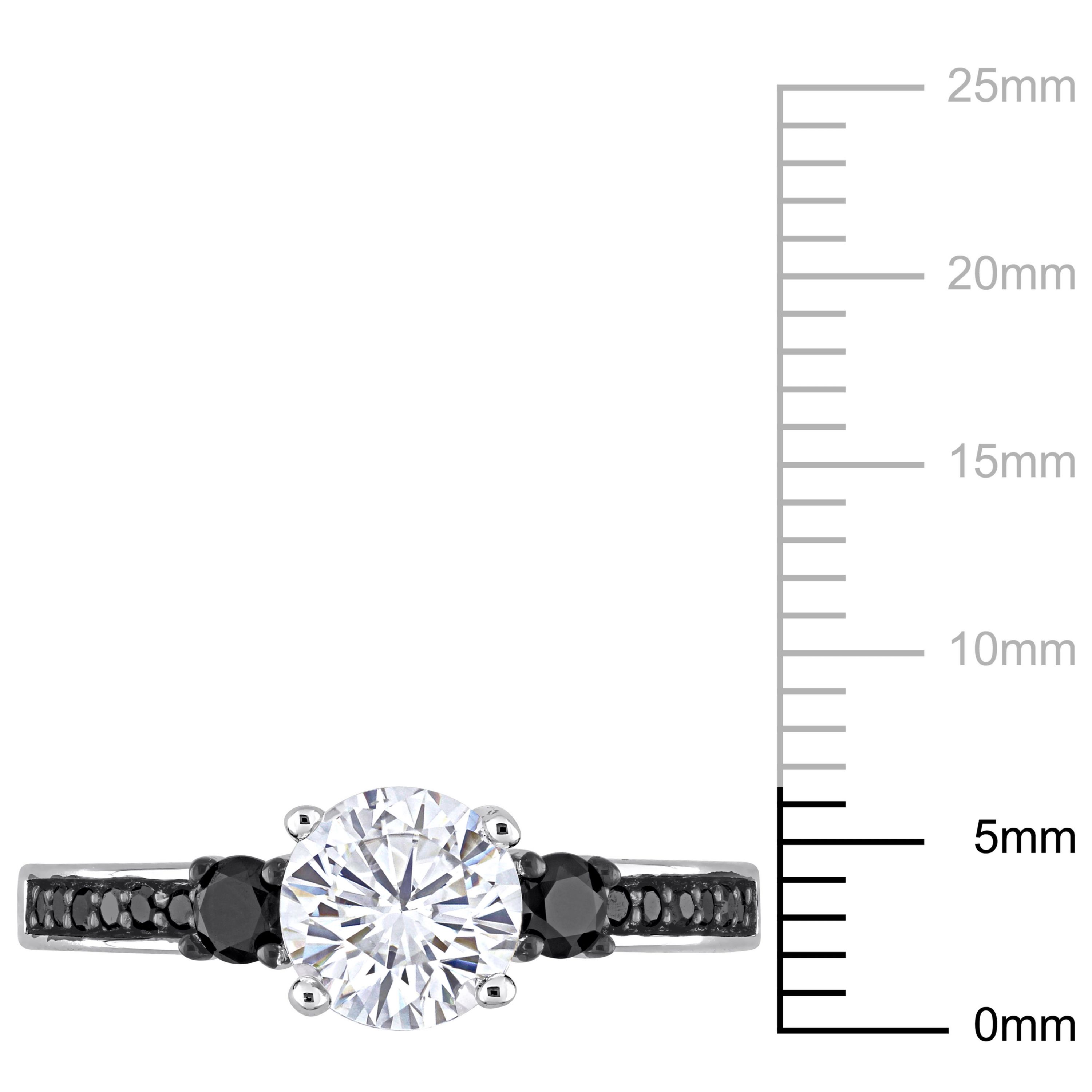 Lab Created Created White Sapphire and 1/3 ct. t.w. Black Diamond Engagement Ring in Sterling Silver with Black Rhodium Plated