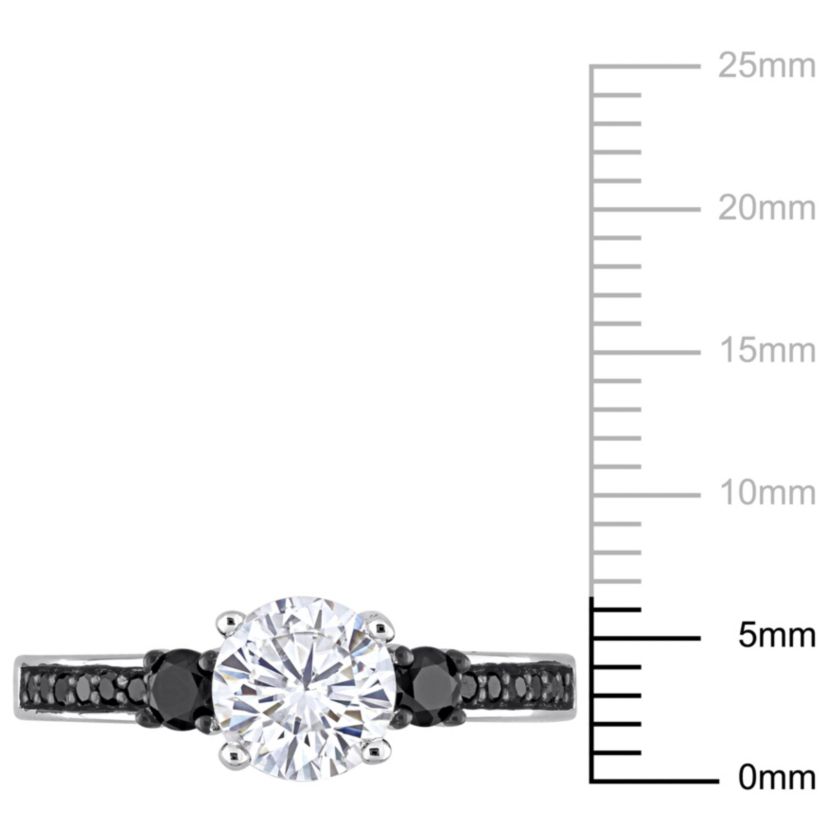 Lab Created Created White Sapphire and 1/3 ct. t.w. Black Diamond Engagement Ring in Sterling Silver with Black Rhodium Plated