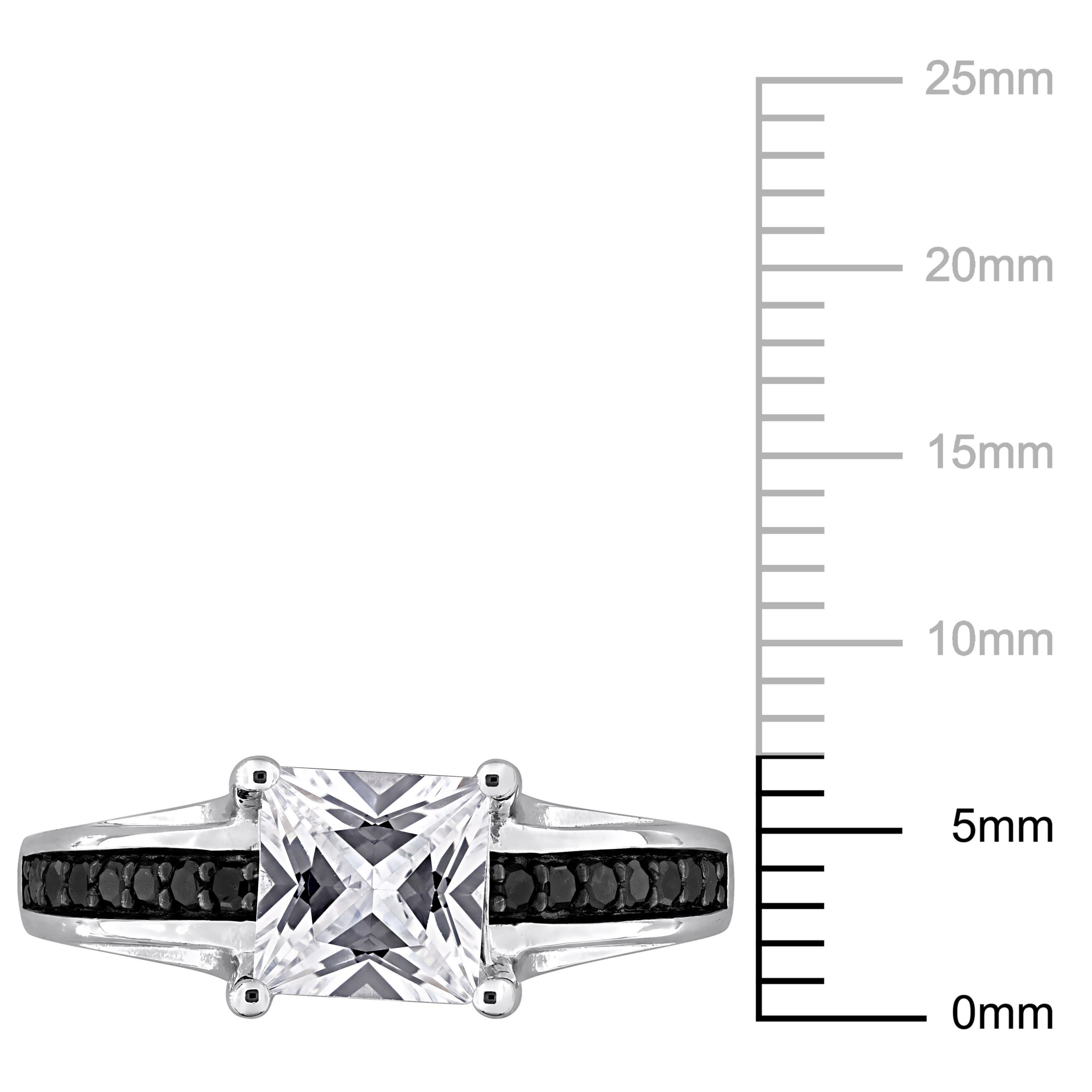 Lab Created Created White Sapphire and 1/7 ct. t.w. Black Diamond Ring in Sterling Silver with Black Rhodium Plated