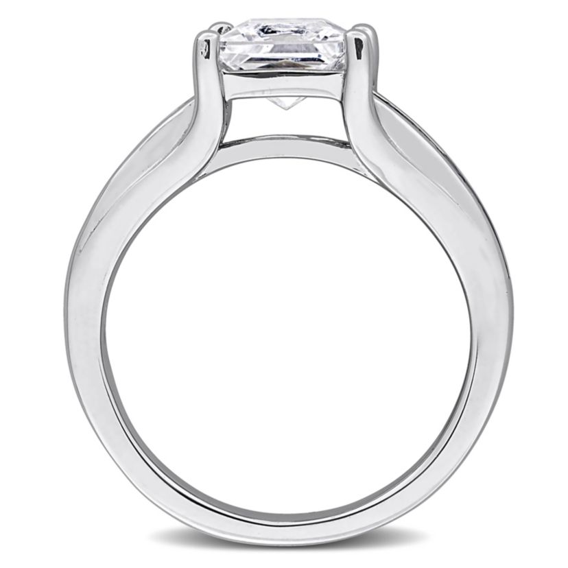 Lab Created Created White Sapphire and 1/7 ct. t.w. Black Diamond Ring in Sterling Silver with Black Rhodium Plated