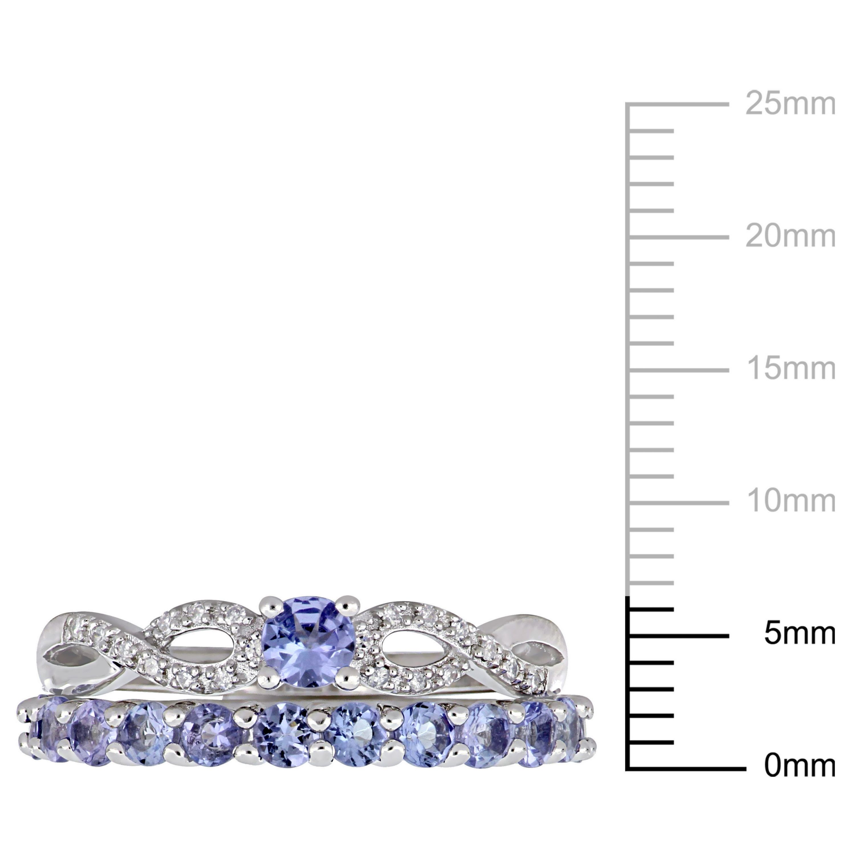 Tanzanite and 1/10 ct. t.w. Diamond Ring Set in Sterling Silver