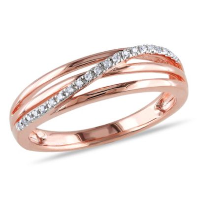 Belk & Co Diamond Accent Crossover Ring in Rose Plated Sterling Silver, Pink, 6.5