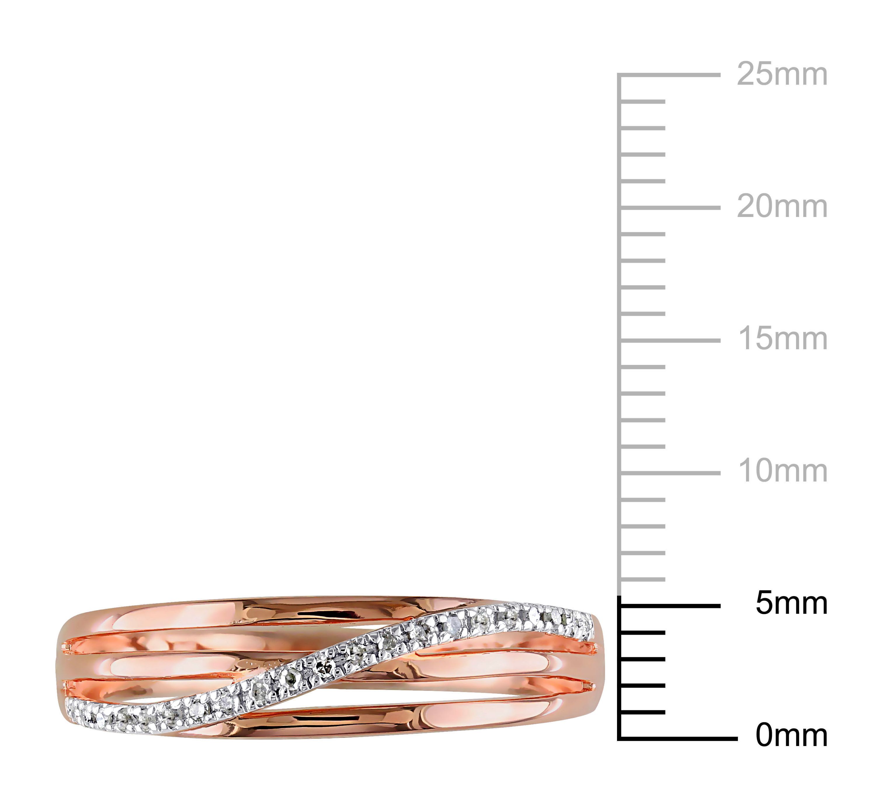 Diamond Accent Crossover Ring in Rose Plated Sterling Silver