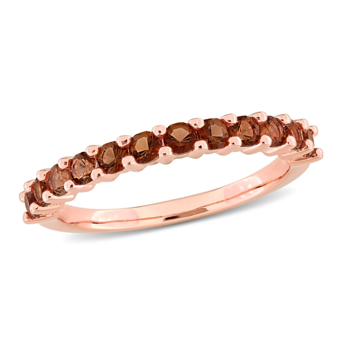 Smokey Quartz Anniversary Ring in Rose Plated Sterling Silver