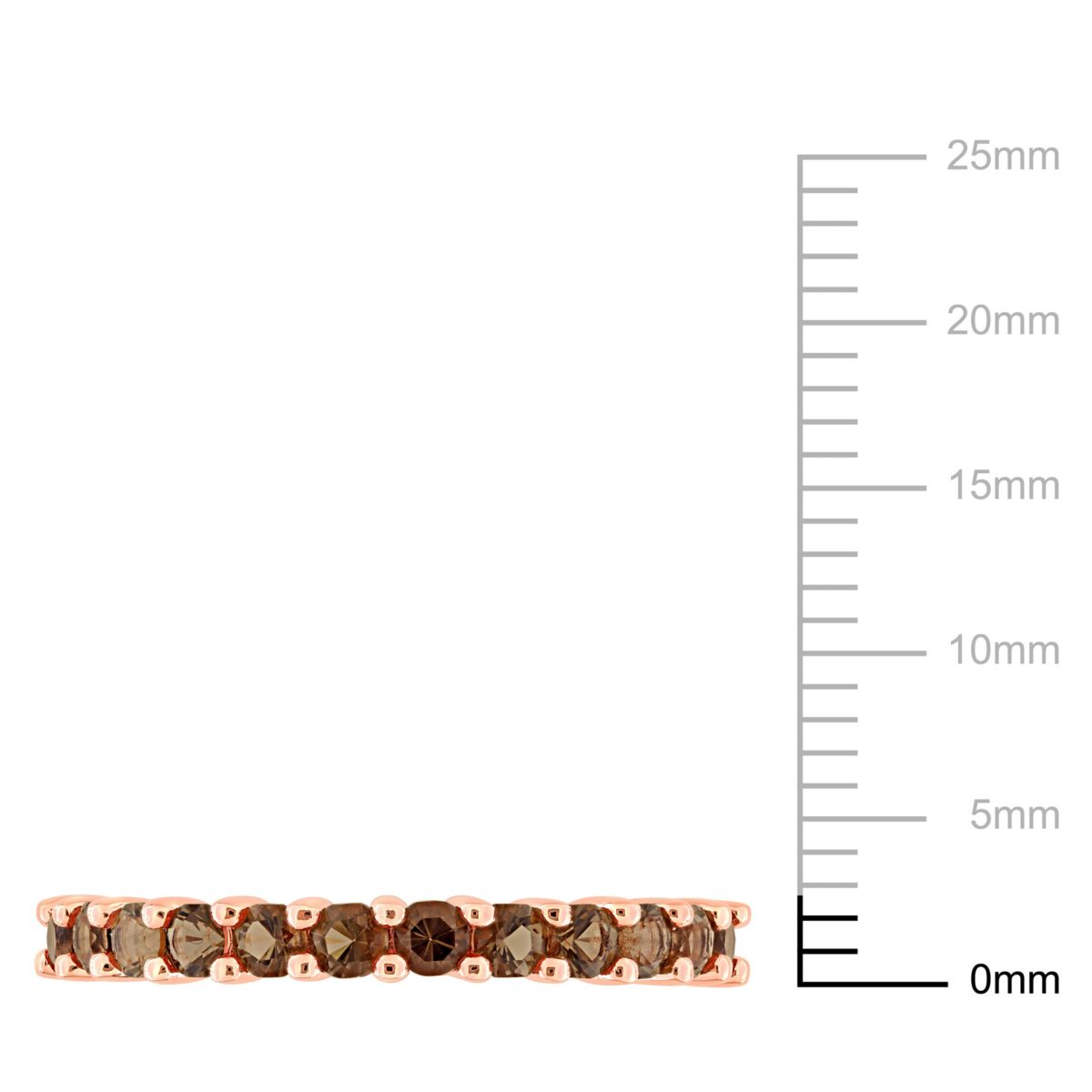 Smokey Quartz Anniversary Ring in Rose Plated Sterling Silver