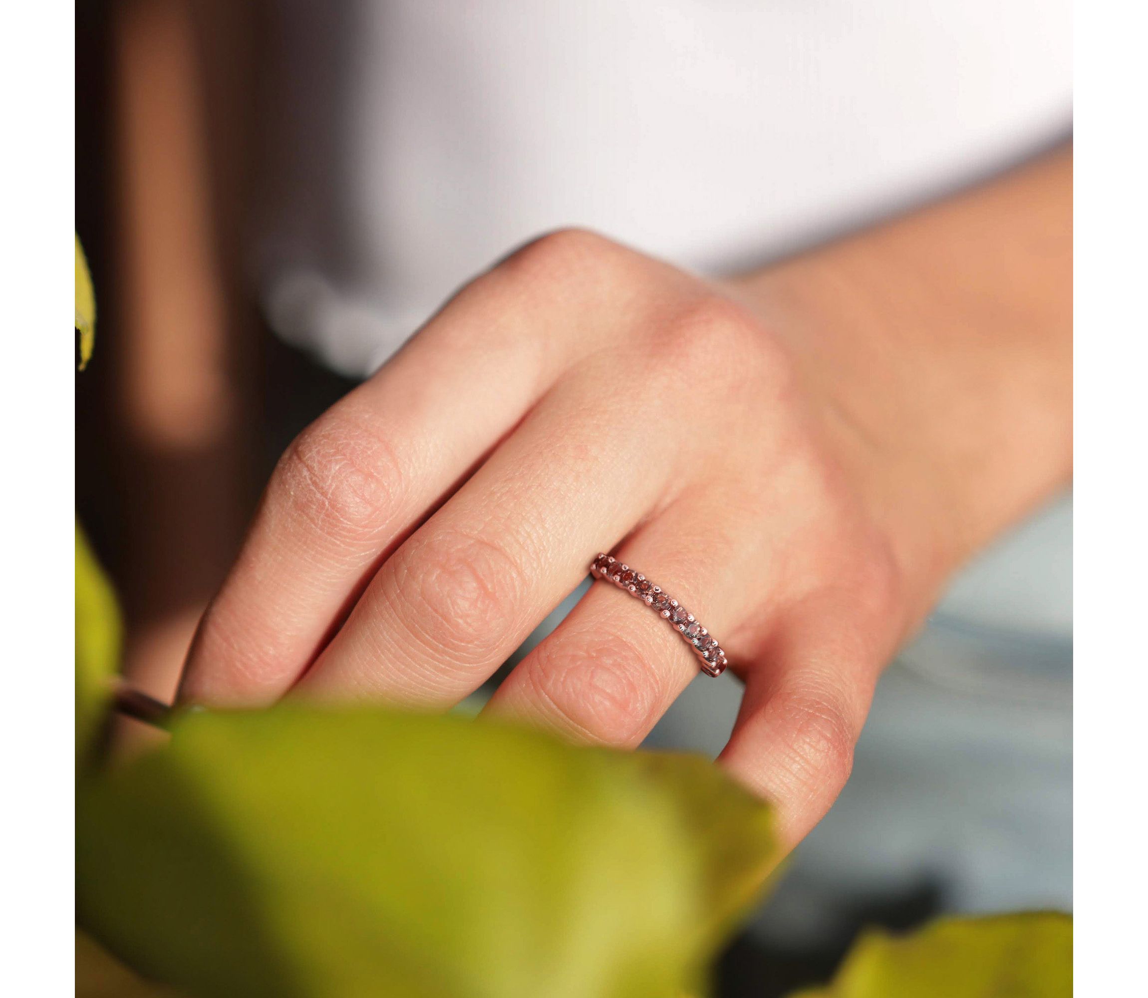 Smokey Quartz Anniversary Ring in Rose Plated Sterling Silver