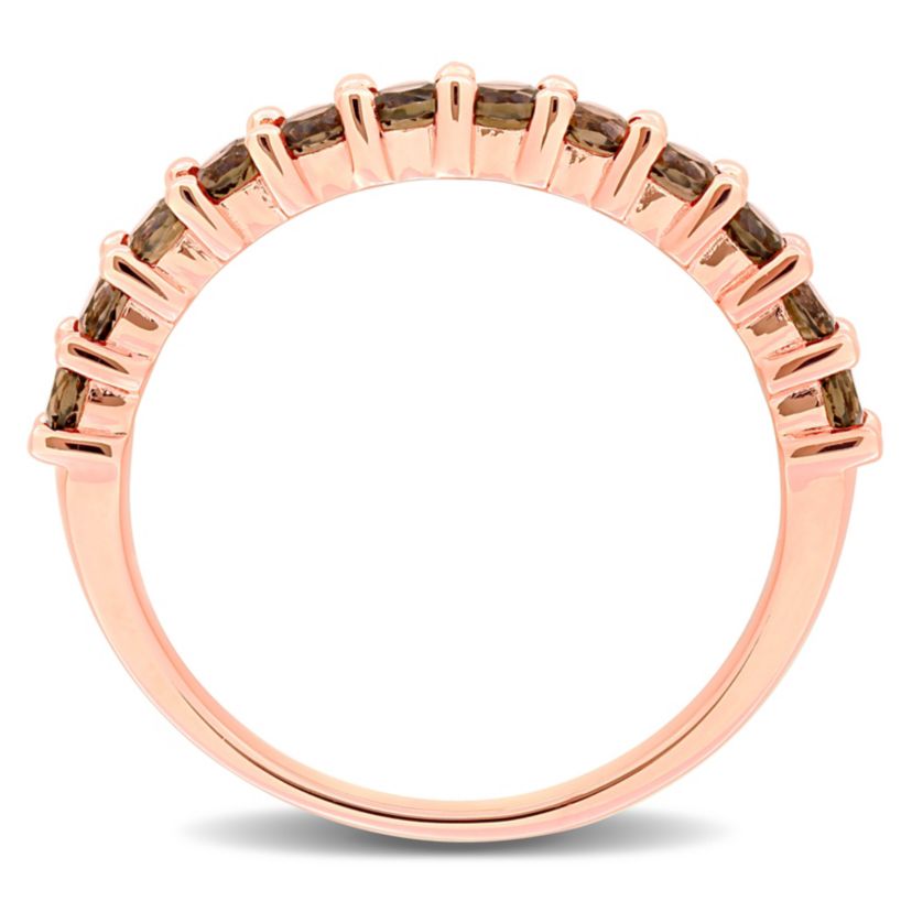Smokey Quartz Anniversary Ring in Rose Plated Sterling Silver