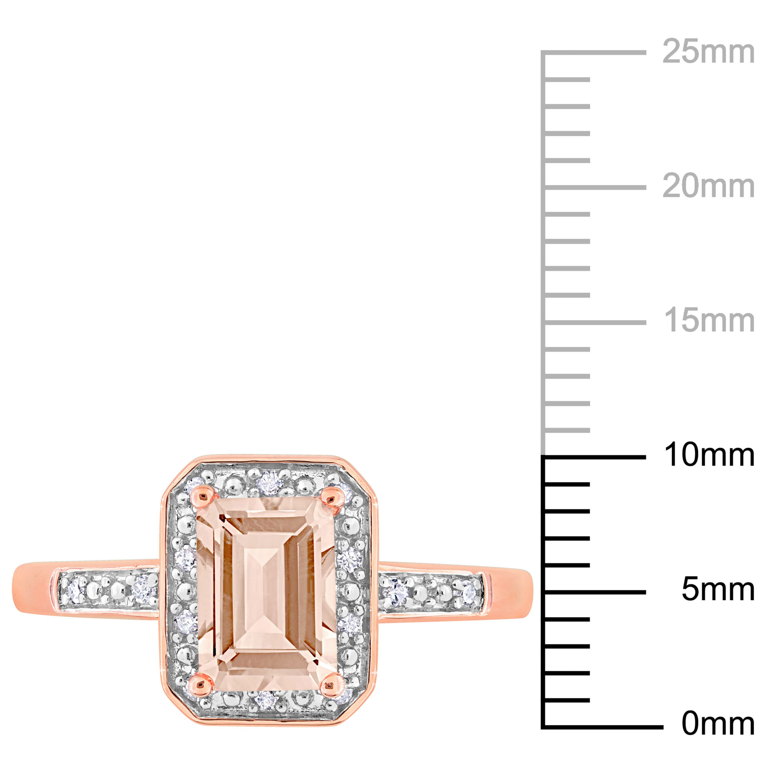 Morganite and Diamond Accent Halo Ring in Rose Plated Sterling Silver